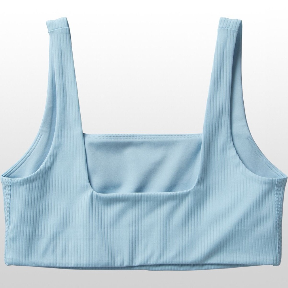 Girlfriend Collective Light Blue Ribbed Tommy Cropped Sports Bra Size XS Women - Picture 2 of 8